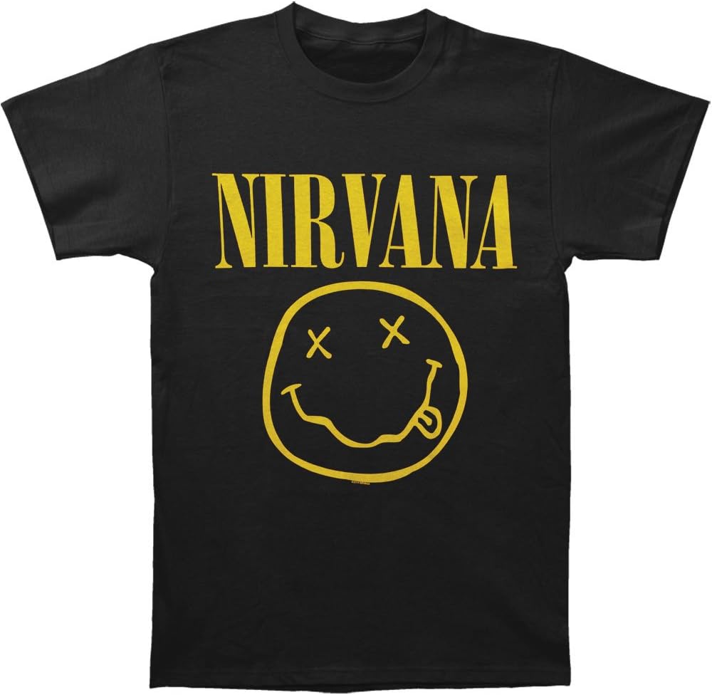 Мужская футболка Nirvana Smile с односторонним принтом, приталенная, черная