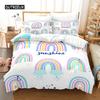 Trendy Pastel Colors Rainbow Bedding Set Baby Kids Duvet Cover 150x210 135x200 With Pillowcases And Zipper