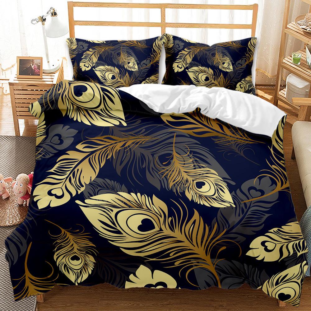 Abstract animal three-piece bedding 3D digital printing quilt set