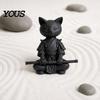 Художественная коллекционная фигурка кота-рыцаря, 3D-печать, медитирующий декор для стола в позе дзен-воина, современное произведение искусства, минималистичная матовая скульптура животного