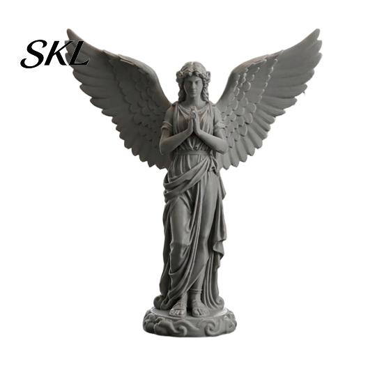 Retro Angel Ornament 3D Printed Praying Figurine, Guardian Angle Statue, Shelf Figurine Artistic Winged Women Decoration for Home Office, Housewarming