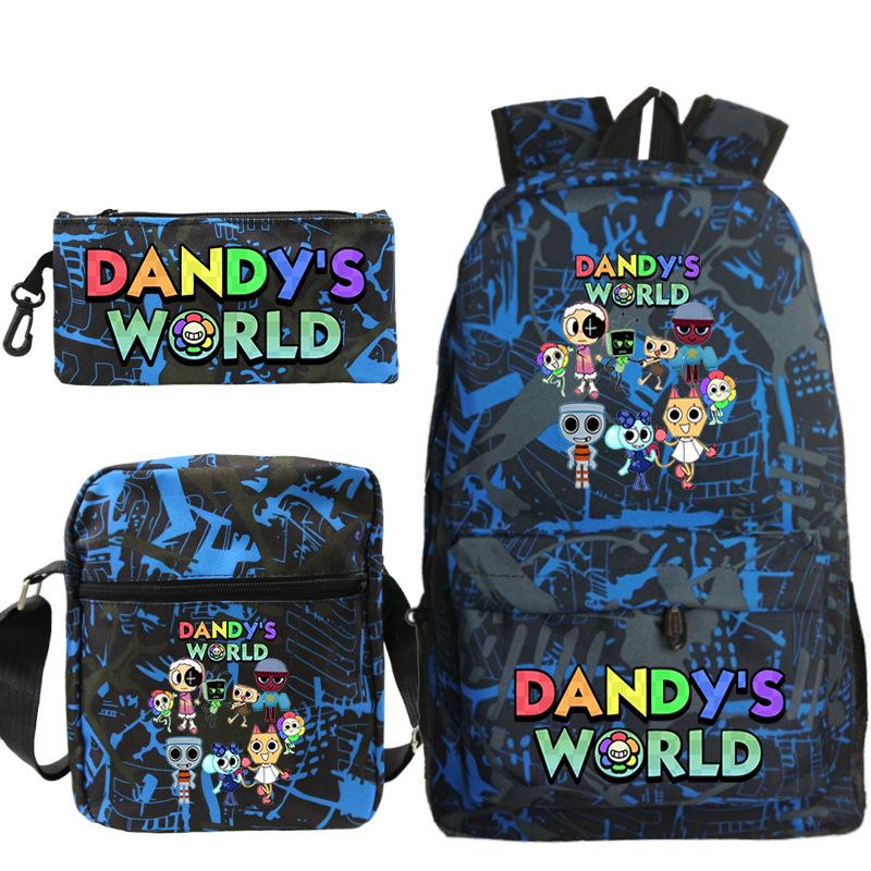 Dandy'S World Printed Fashion Children'S Pencil Case Messenger Bag Three-Piece Set Primary And Secondary School Bag
