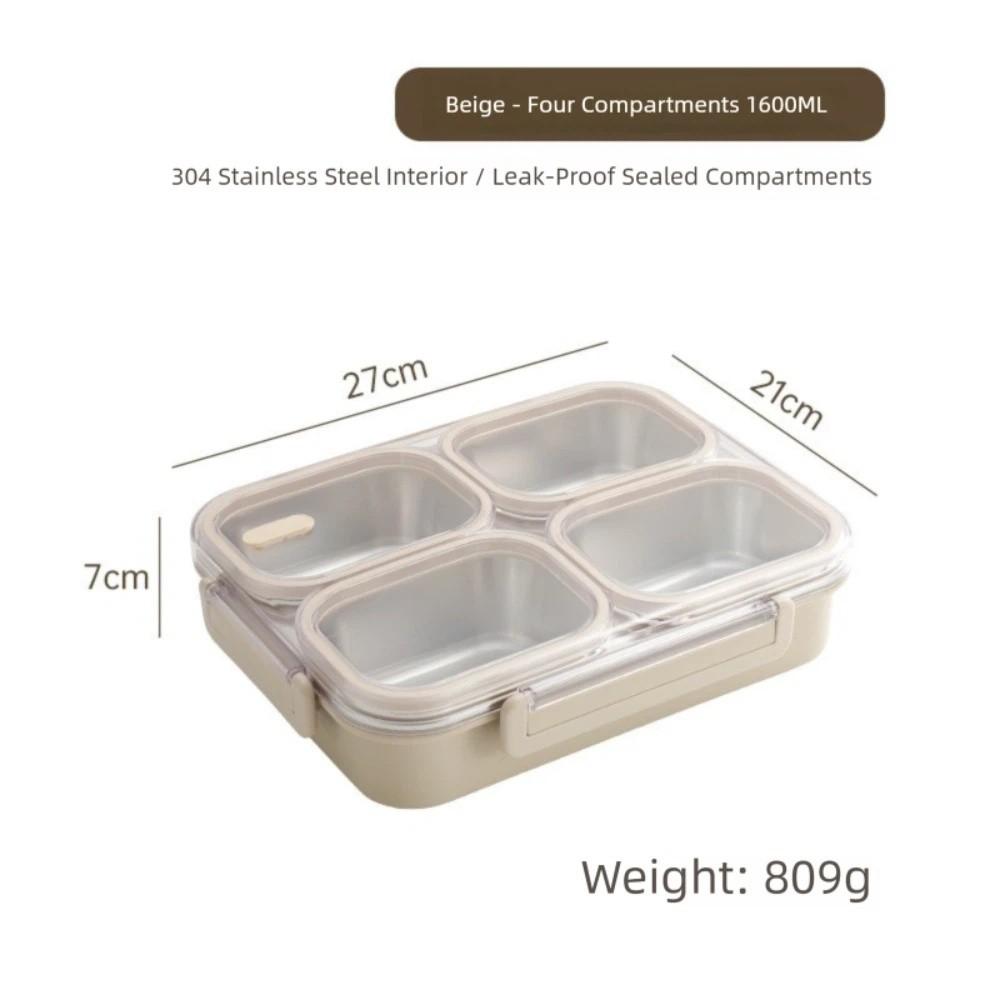 Stainless Steel Lunch Box Divided Food Storage Box Portable Food Container School/Office