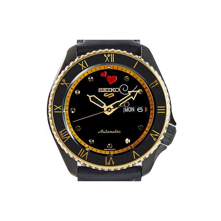 Seiko SEIKO5 Механический механизм Кожаный ремешок Часы Мужские Часы Черный циферблат SRPF64K1