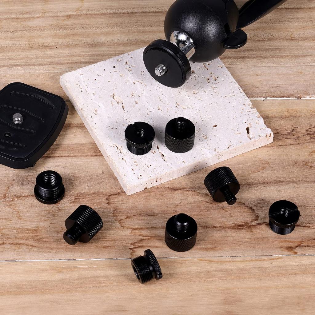 AIEX Microphone Thread Adapter, Microphone Stand Adapter for Camera Screw Monitor Microphone Stands, 8 Pieces: 58 Female To 38 Male, 38 Female To 58