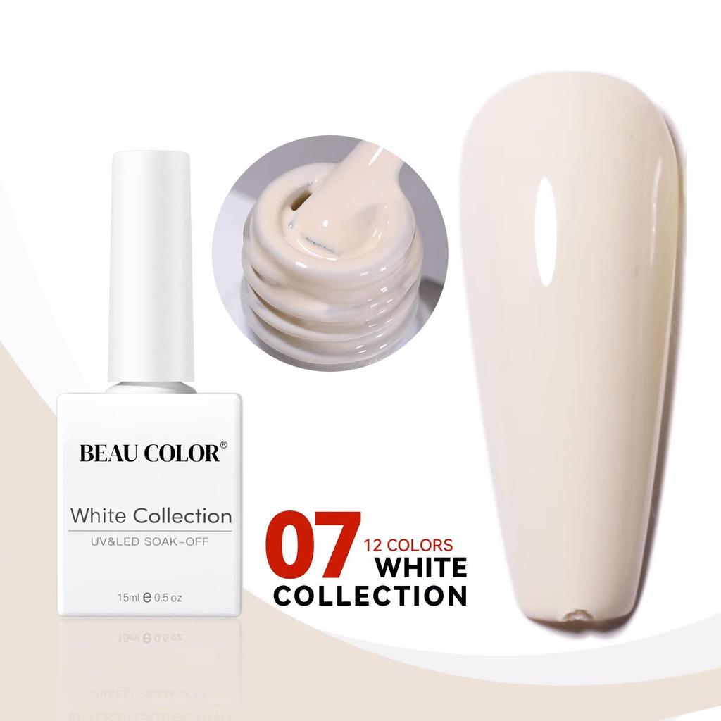 BEAU COLOR 15 мл 12 цветов Молочно-белая коллекция УФ/LED гель-лак для ногтей Гель-лак для ногтей Soak Off Varnish для домашнего маникюра и маникюрного салона