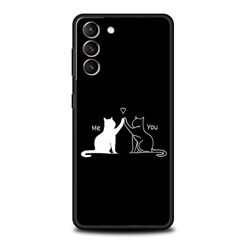 Чехол для телефона 'Кошачья линия' Черные кошки Для Samsung Galaxy S25 Edge S24 S23 S22 S21 Ultra S20 FE 5G S10 S10E S9 Plus Мягкий чехол из ТПУ