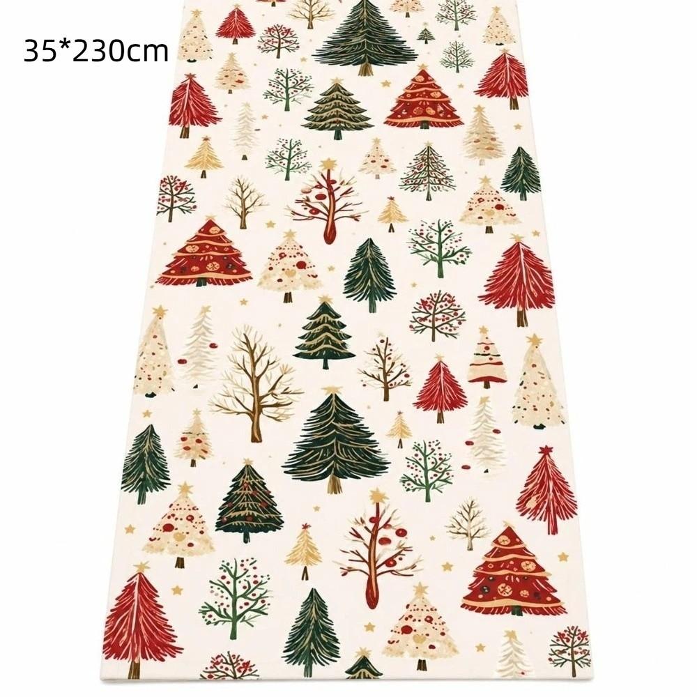 Mixed Pine Tree Pattern Holiday Tablecloth Polyester Party Table Decor Table Runner Festive Dining