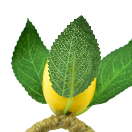 2Pcs Lemon Napkin Rings Twine Napkin Holder with Faux Yellow Lemon Rustic Fruit Napkin Rings for Wedding Banquet Party Dinner Table Decoration