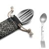 Silver 2-in-1 Foldable Fork Space-saving Spoon & Fork Tableware Camping Spoon  Traveling