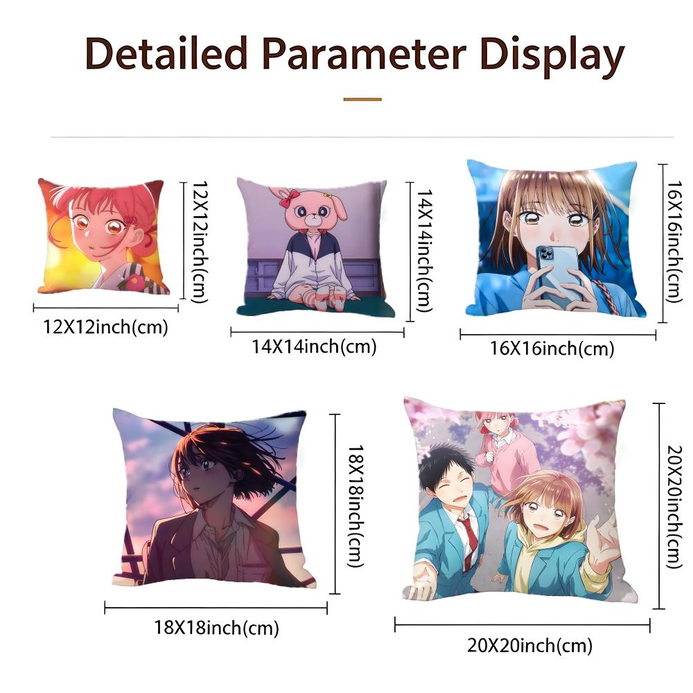 Anime Blue Box Cushion Cover Cushion Cover Set 4Pcs 50X50 45X45 40X40 Pillowcase Decorative Sofa Home Decor