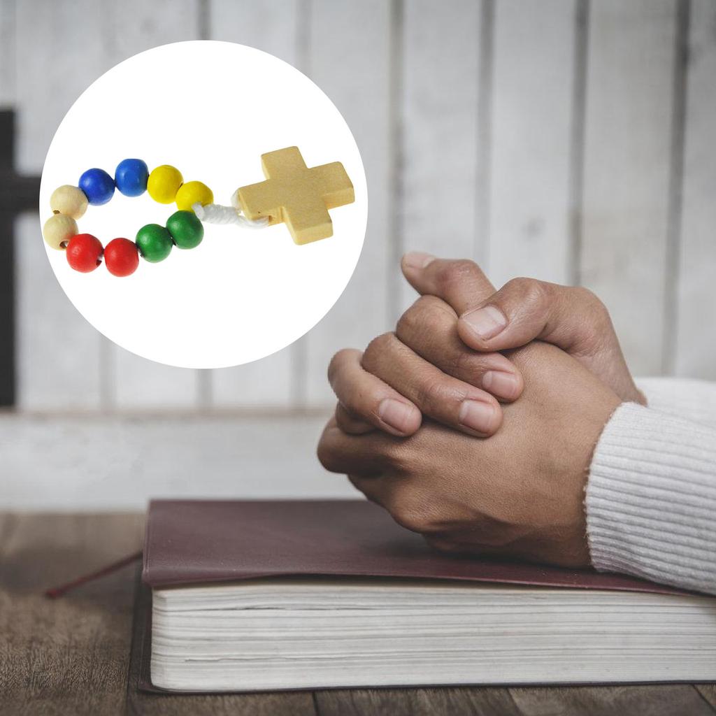 Классические религиозные пальчиковые четки из деревянных бусин с крестами для ежедневного ношения или в подарок для духовного утешения, религиозный подарок