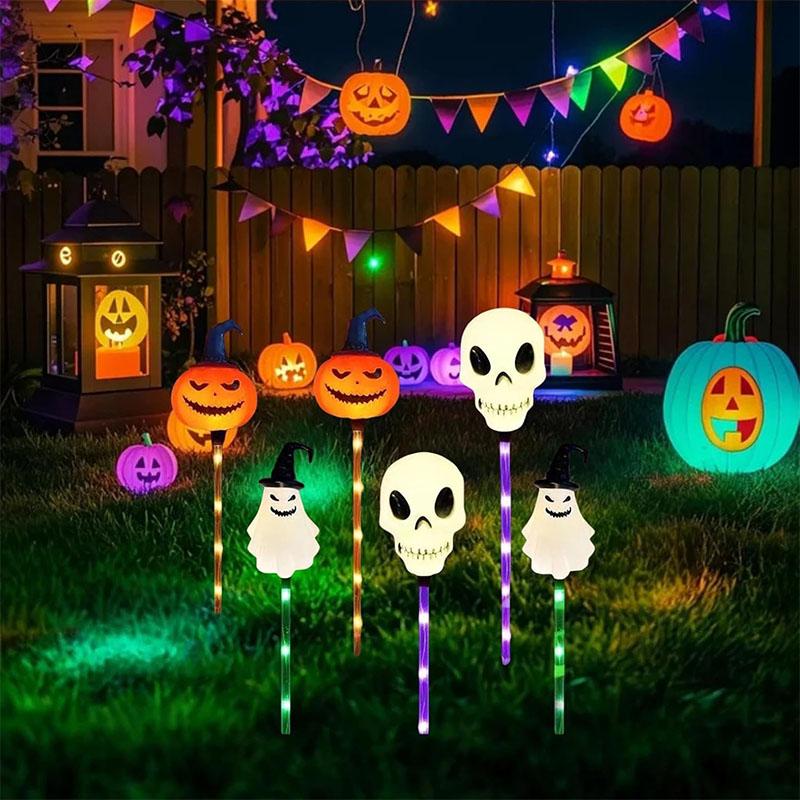 LED Solar Eyeball Halloween Ghost Eye Insert Lamp Outdoor Garden Glow Holiday Christmas Decorative Lights for Patio Pathway