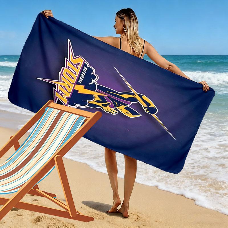 Пляжное полотенце с принтом Melbourne Storm, Большое, Мягкое, Быстросохнущее, для Пляжа, Кемпинга, Плавания