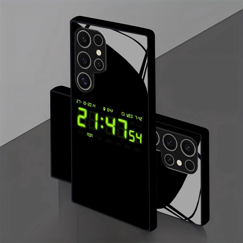 Флуоресцентный чехол для телефона с рисунком часов, 2D, для Samsung S26 S25 S24 S23 S22 S21 S20 A56 A36 A16 - Стеклянная защитная крышка