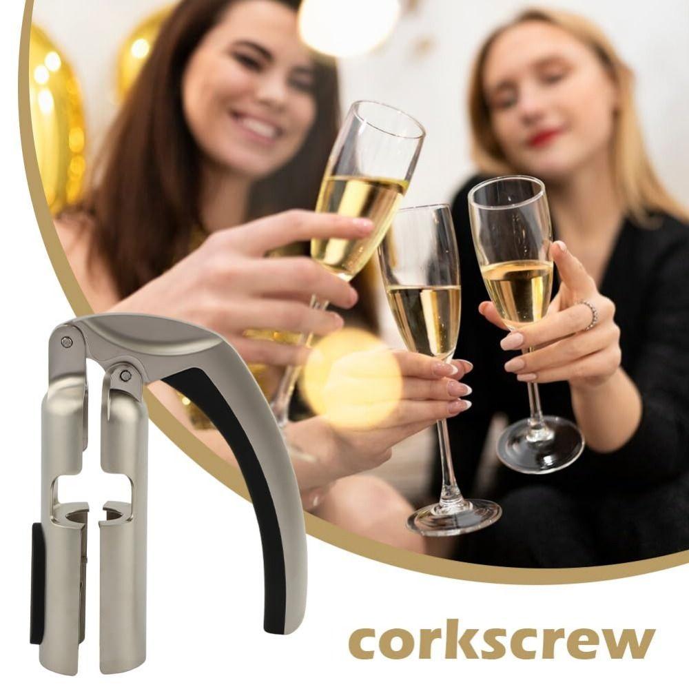 Ergonomic Handle Champagne Bottle Opener Zinc Zinc Zinc Alloy Champagne Cork Remover Kitchen Sparkling