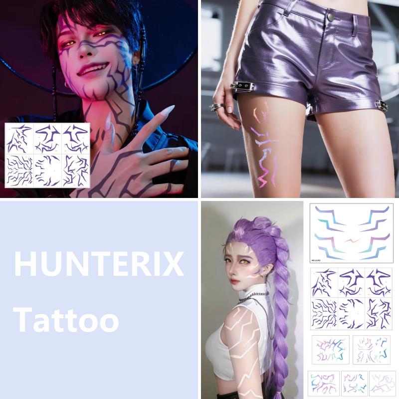 Kpop Demon HUNTERIX Наклейки-татуировки Sajaa Boys Dark Косплей Набор для боди-арта для детской вечеринки в честь дня рождения