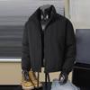 Mens Winter Thickened Stand Collar Cotton Puffer Jacket Loose Fit Solid Color Casual Warm Outerwear 2026