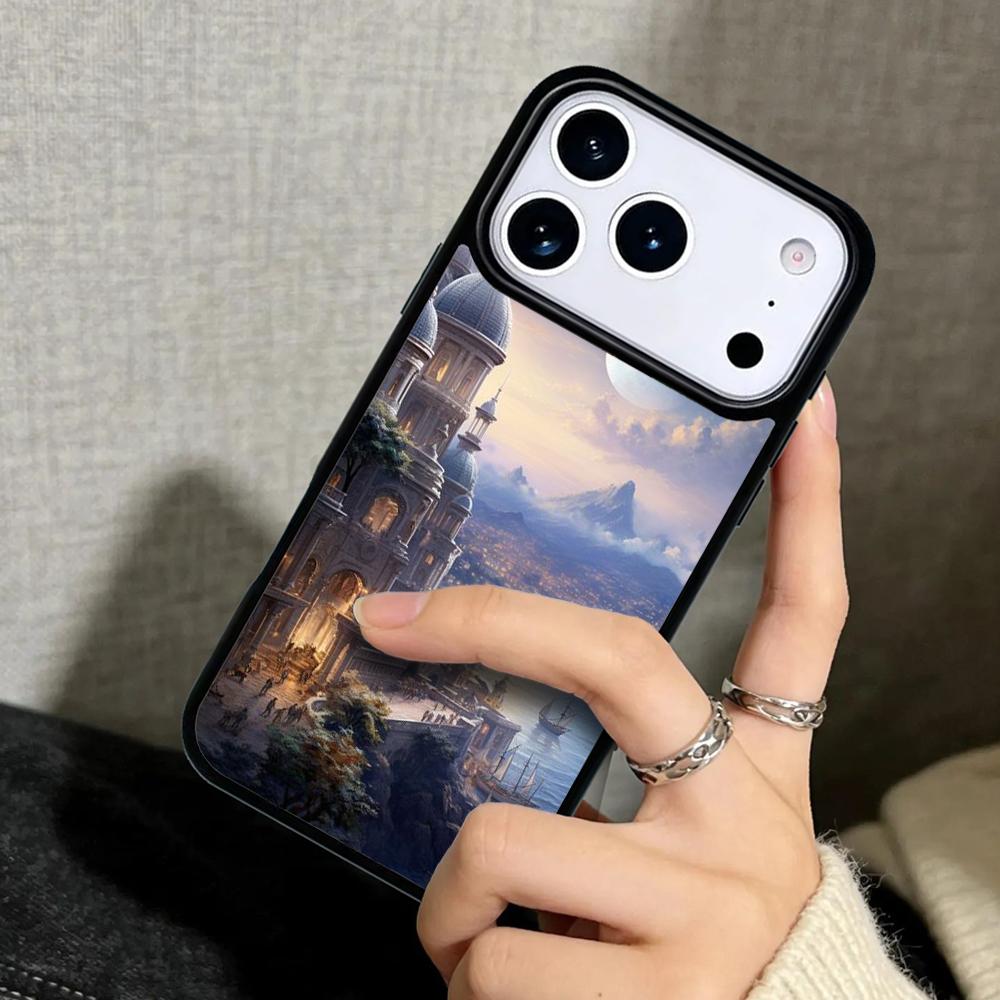Чехол-бампер для iPhone 17 Air 16 Pro Max 15 Plus 11 13 Mini 14 12 Задняя крышка телефона Сказочный замок 10 Средневековый