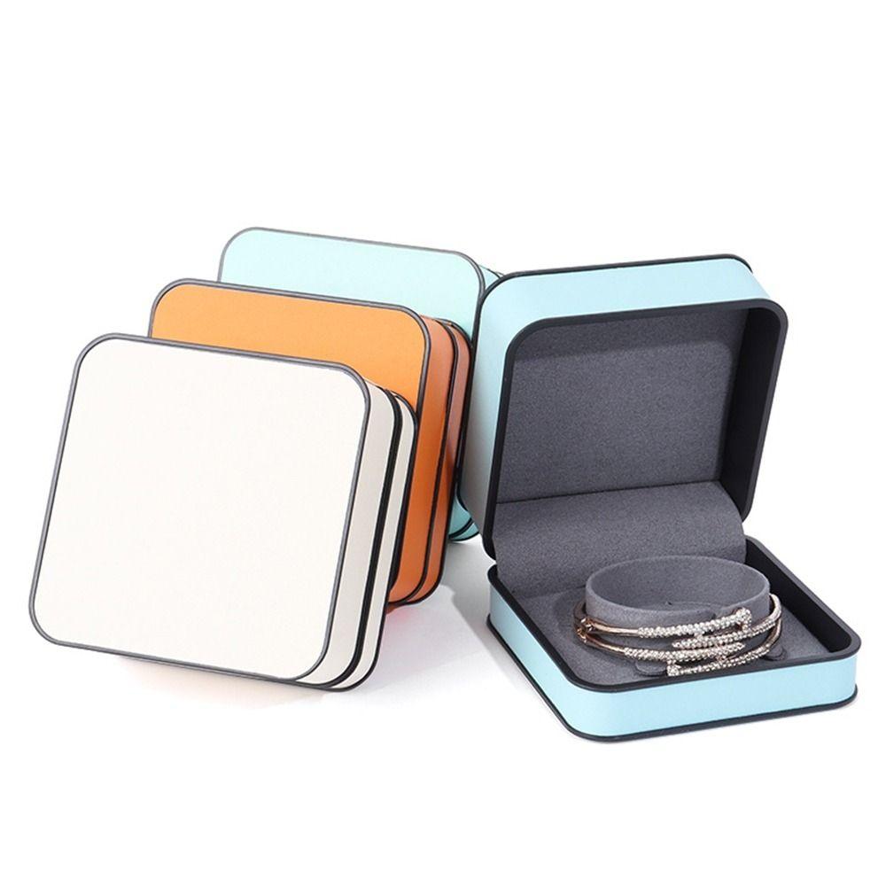 Black Edge PU Jewelry Box Round Corner Jewelry Display Box Modern Ring Gift Box  Wedding