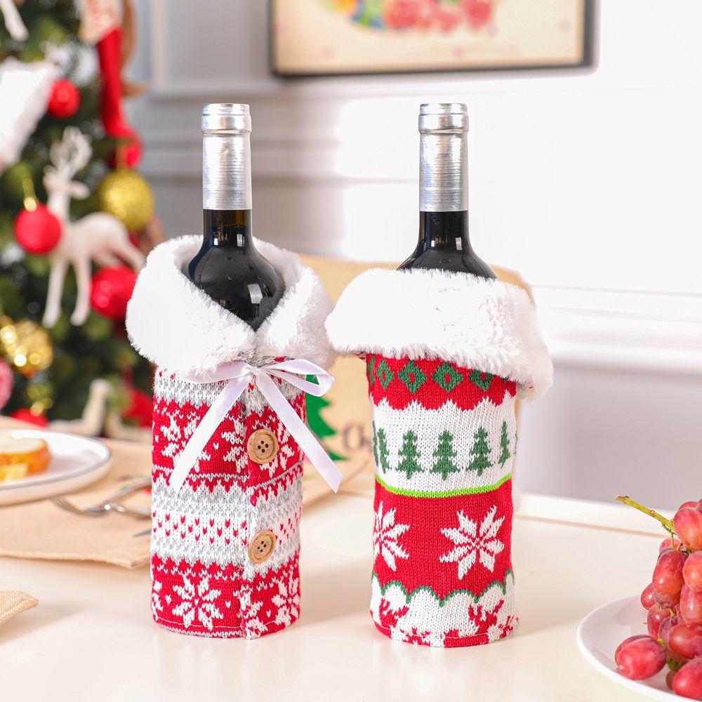 Party Table Decor Xmas Gift Santa Claus Wine Bottle Cover Bottle Dress Up Christmas Ornaments
