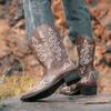 Mens Western Cowboy Boots High Pointed Toe Tall Shaft Casual Leather Size 38-46