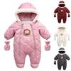 Зимний детский утепленный пуховый и теплый флисовый детский комбинезон с капюшоном