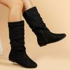 Mid-calf Women's Boots Winter New Platform Flat Shoes for Women Fashion Side Zipper Female Vintage Casual Ladies Riding Boot