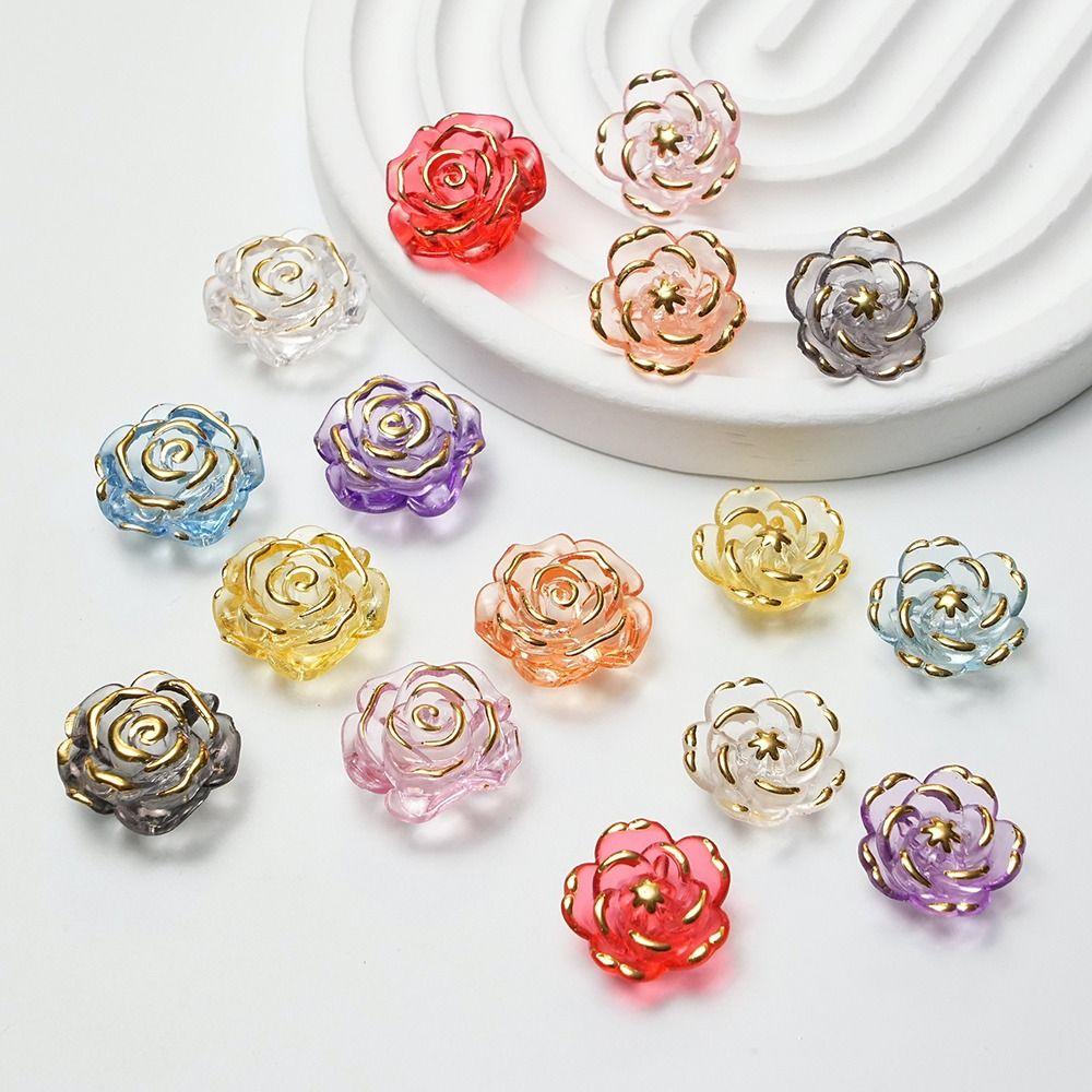 10Pcs Ornament Flower Beads Acrylic All-Match Pendant Durable Hole Charm  for Jewelry Making