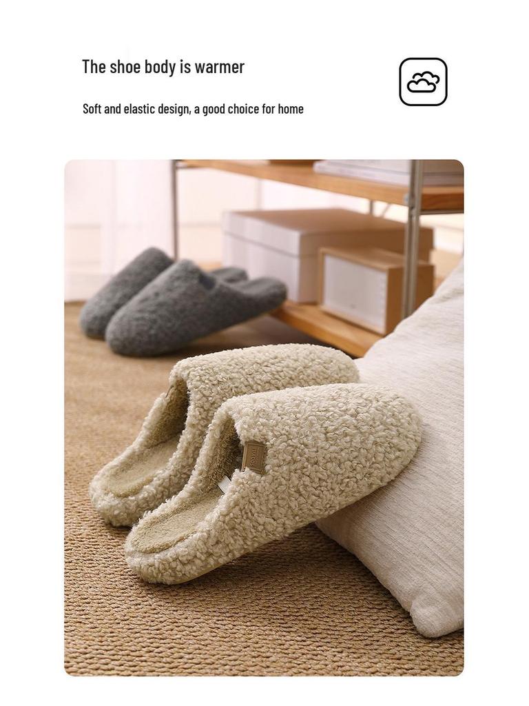 Women's & Men's Non-slip Breathable Cotton Fur Slippers for Winter & Autumn