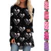 Женская мода повседневная блузка с длинным рукавом и принтом «Любовь ко Дню святого Валентина», круглый вырез, пуловер