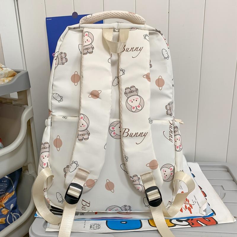 Младший школьный ранец для школьников, женский рюкзак с рисунком кролика, женский рюкзак для кампуса с принтом кролика