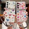 Красочный Граффити Сердца Кожаный Шнурок Чехол Для Samsung Galaxy A57 A37 A17 A56 A36 A26 A16 A55 A54 5G S21 FE S22 S23 S24 S25 Plus S26 Ultra