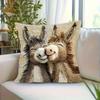 Cute Cartoon Donkey Kiss Pillow Cover with Zipper Closure In Soft Beige