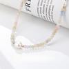 Designer Small Color String Summer Necklace Colored Natural Stone Freshwater Pearl Beaded Neck Chain Dopamine Women's Accessories