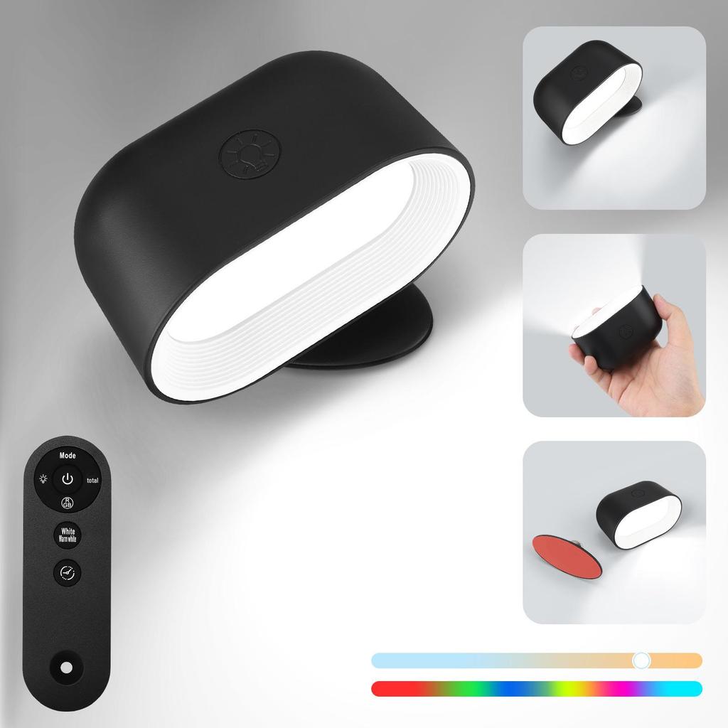 USB Rechargeable 360° Rotating Touch Wall Lamp with Remote & Color Changing for Bedroom