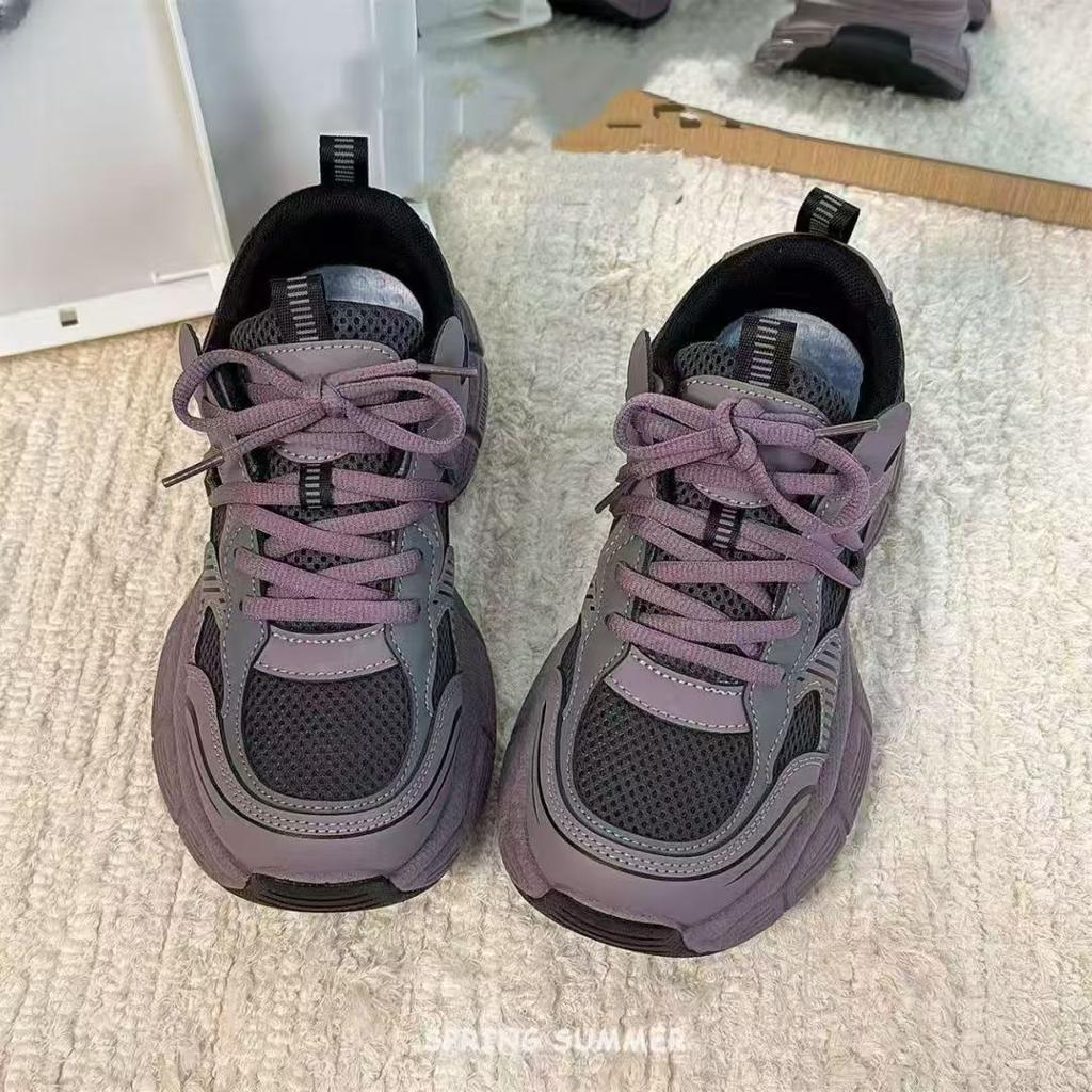 Women's Shoes Purple Platform Dad Shoes Women's New Spring Super Fire Versatile Small Height Increase Casual Sports Shoes