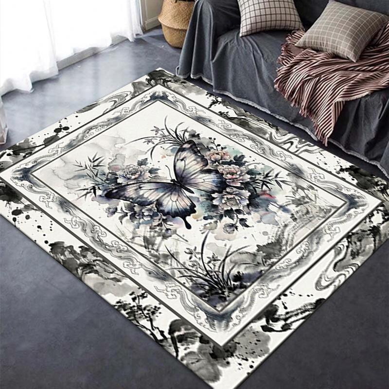 2025 New Ink Butterfly Carpet Rug for Living Room Bedroom Home Sofa Decoration,Kids play Non-slip Floor Mat70