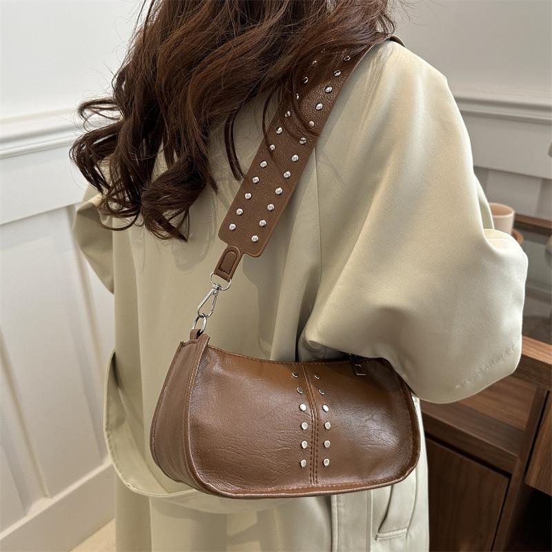 Pu Unique Leather Small Square Bag For Women With Casual Street Style And Fashionable Rivet Design