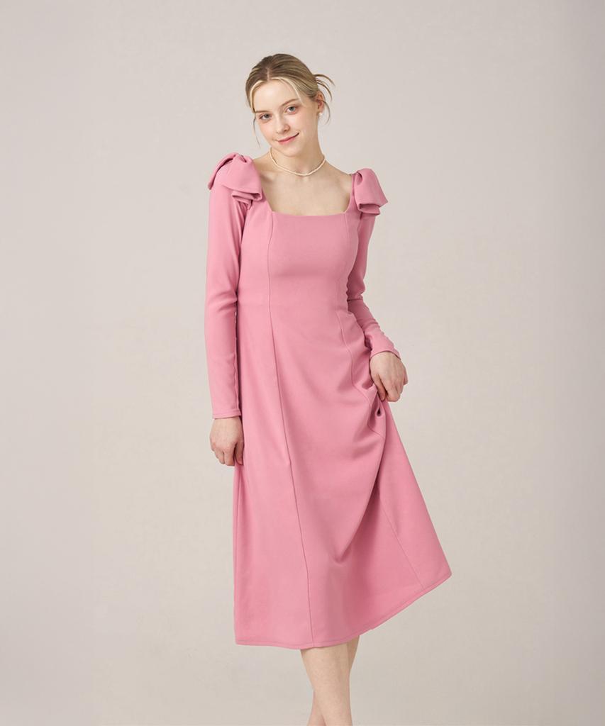Scus Square Audrey Ribbon Dress_Rose Pink