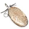 Pendant Fossil Coral Gemstone Mother'Day Gift Silver Jewelry 2.25"