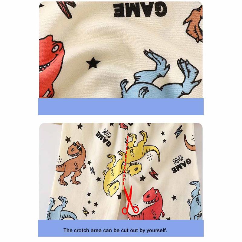 Cartoon Kids 100% Cotton Underwear Set Boys & Girls Thermal Pajamas Soft Long Sleeve Top & Pants Cozy Homewear & Sleepwear