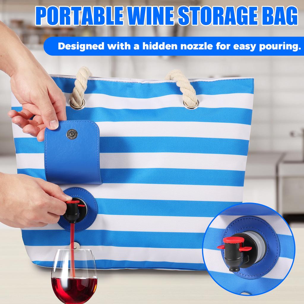 Beach Wine Tote Bag Wine Cooler Bag Leakproof Insulated Purse Carrier Portable Detachable Liner Wine Cooler Bag for Travel
