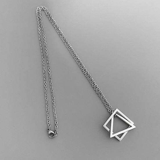 Men Necklace Contrast Color Triangle Shape Hip-hop Style Retro Men Pendant for Daily Wear