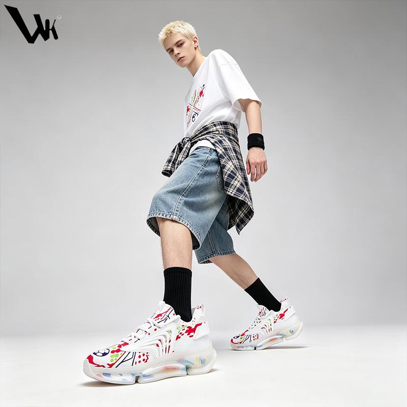 Trend graffiti printed sneakers men's, mesh breathable running shoes platform casual couple shoes