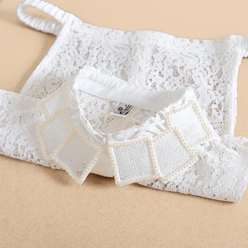 Elegant Lace Collars For Women Shirt Fake False Collar With Beads White Detachable Collar For Women Half Shirt Col Nep Kraagie