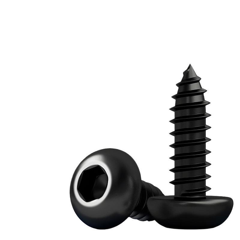 Yigu Высокопрочные черные саморезы с шестигранным углублением, класс прочности 8.8, M2-M6, круглая/плоская головка