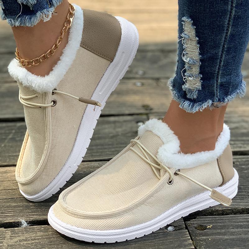 Fashion Women Boots Winter 2024 New Plush Snow Boots Women Casual Flat Warm Cotton Shoes for Women Solid Round Toe Sports Loafers Shoes