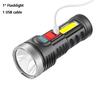 Портативный 7-LED фонарик COB боковые огни USB-перезаряжаемый 4 режима фонарь с индикатором заряда водонепроницаемая лампа для экстренных ситуаций на открытом воздухе