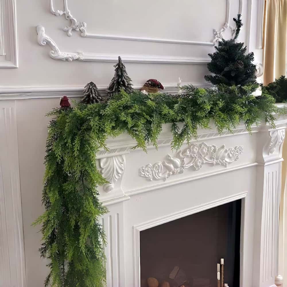 New Artificial Pine Cypress Garland 6FT Lifelike Rattan Vine Greenery Faux Plants for Christmas Indoor Outdoor Decor